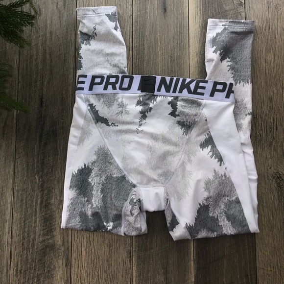 Nike Pro Hyperwarm Tights AOP White Grey Tree M - Picture 5 of 8